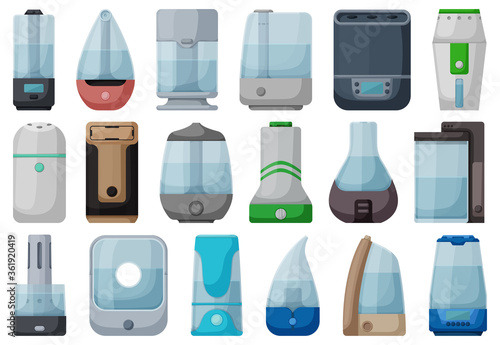 Humidifier isolated cartoon set icon. Vector illustration diffuser on white background. Vector cartoon set icon humidifier.