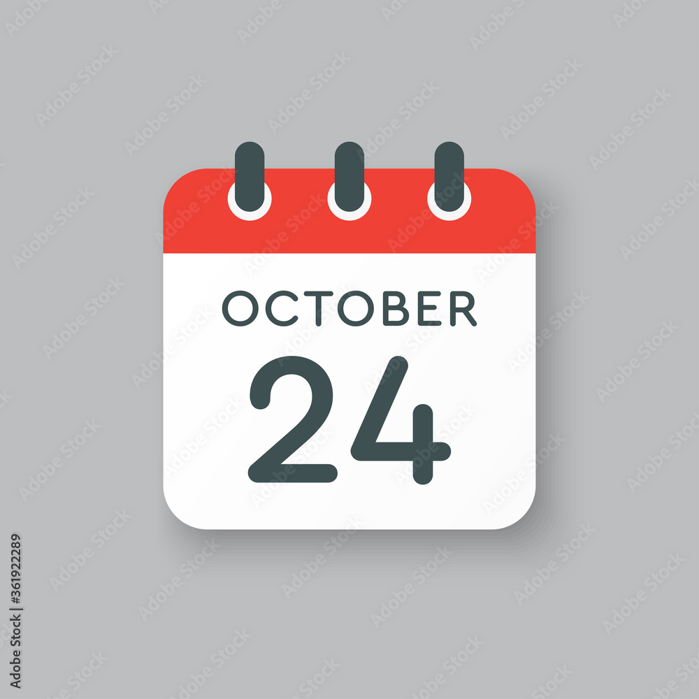 Calendar icon day 24 October, template icon date Calendar icon day 24 October, template icon date