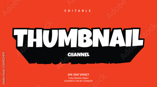 White Funny Thumbnail Channel Text Effect Editable Premium Vector photo
