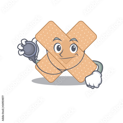 A dedicated cross bandage doctor caricature design working with tools