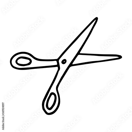doodle hand-drawn scissors open