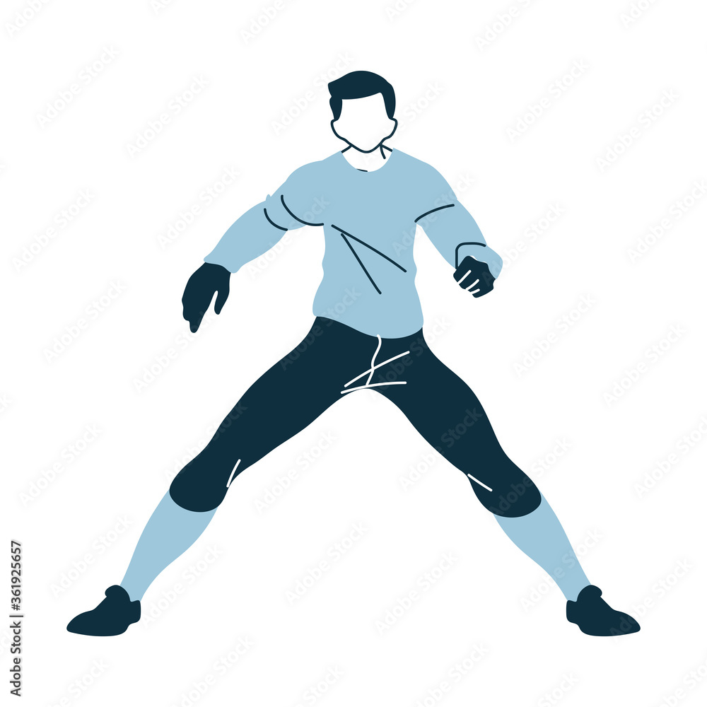 Soccer goalkeeper player man with uniform in aerodynamic position vector design