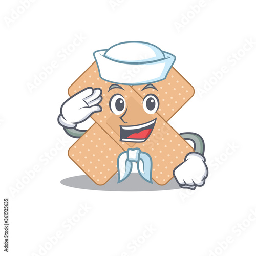 A brave sailor caricature design style of cross bandage ready to sail