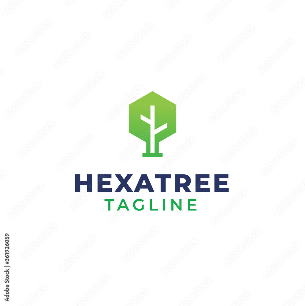Hexagon Tree Logo Icon Premium Minimal emblem design template Hexagon Tree Logo Icon Premium Minimal emblem design template