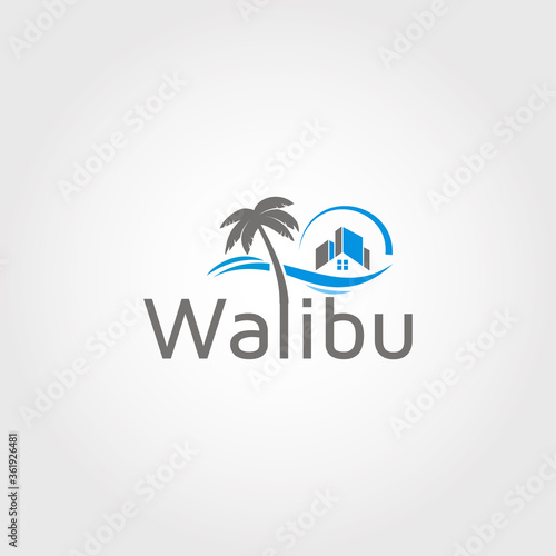 Word Walibu vector logo design template inspiration