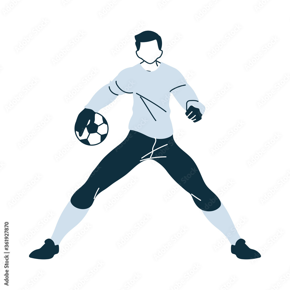 Soccer goalkeeper player man with ball vector design