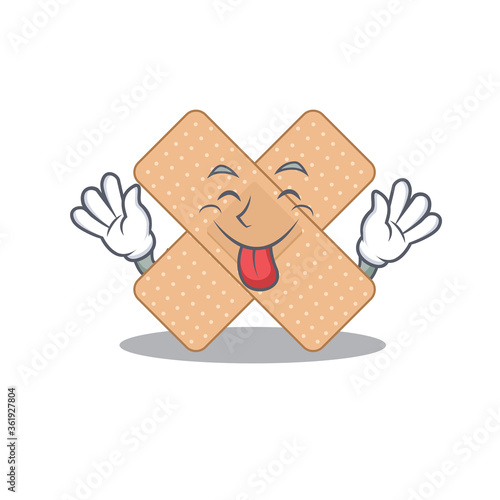 amusing cross bandage cartoon picture style with tongue out face