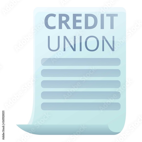 Credit union paper icon. Cartoon of credit union paper vector icon for web design isolated on white background