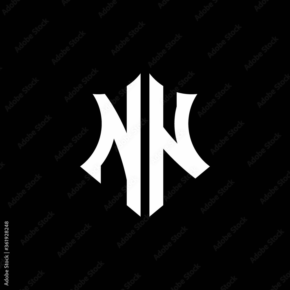 NN monogram logo with a sharp shield style