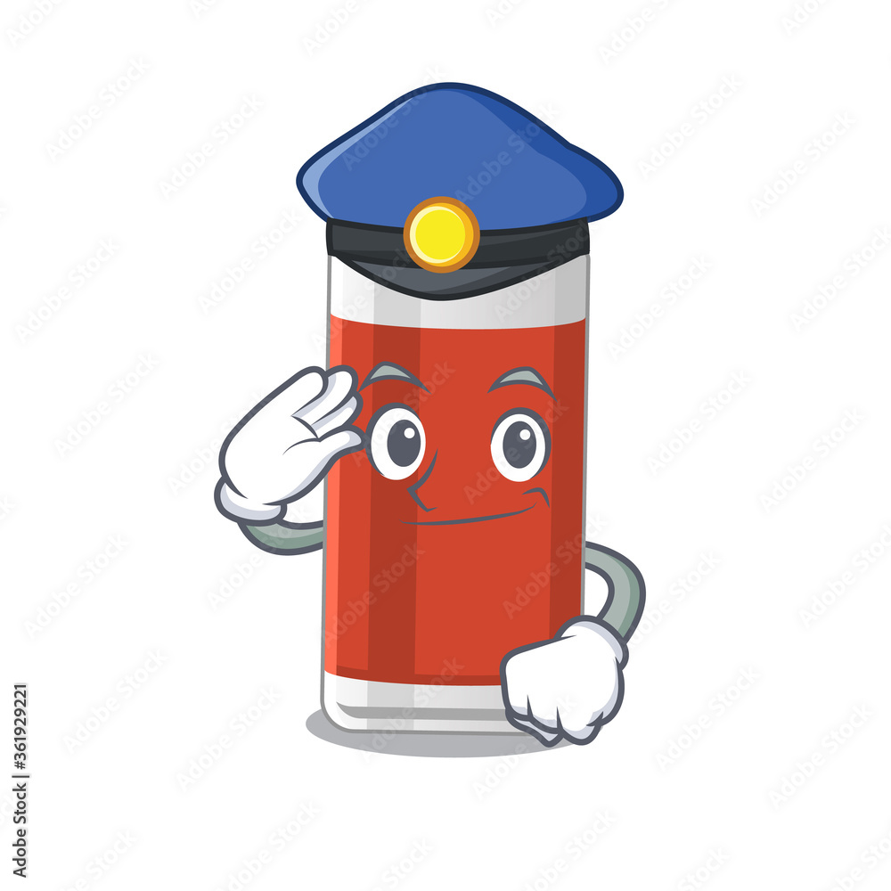 Φωτογραφία A handsome Police officer cartoon picture of glass of apple juice with a blue ha