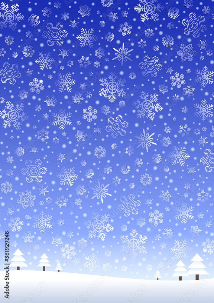 夜の雪原の背景イラスト 縦位置 Stock Vector Adobe Stock