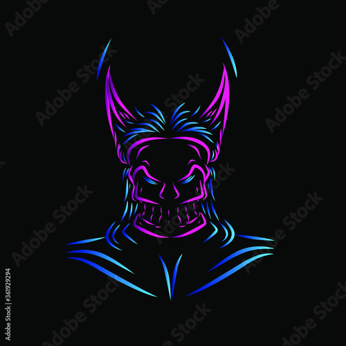 the death skull line pop art potrait logo colorful design with dark background. Isolated black background for t-shirt, poster, clothing, merch, apparel, badge design
