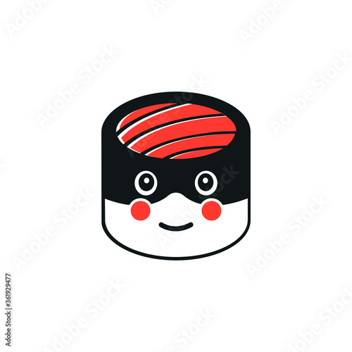 Sushi rolls japanese food isolated on white background. California Sushi roll with tuna, vegetables and unagi sauce closeup. Japan restaurant menu.