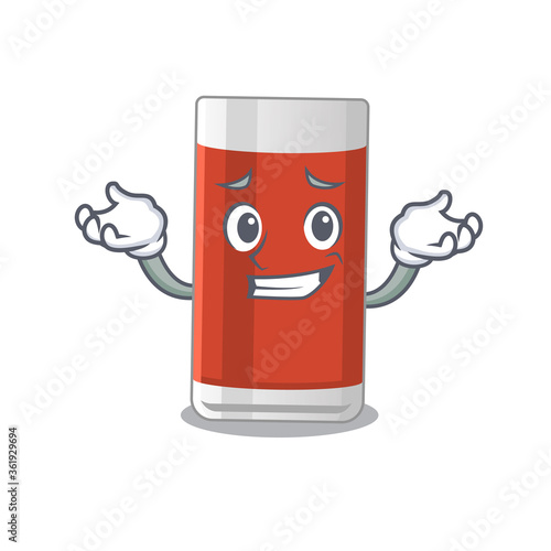 A sweet picture of grinning glass of apple juice caricature design style