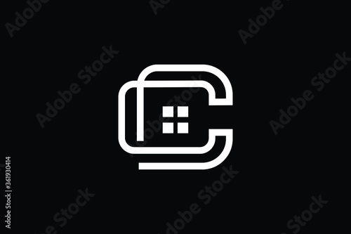 Logo design of C CC in vector for construction, home, real estate, building, property. Minimal awesome trendy professional logo design template on black background.
