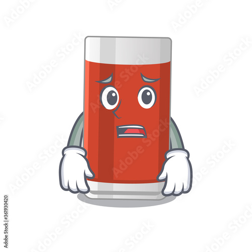 Cartoon image design glass of apple juice showing worried face
