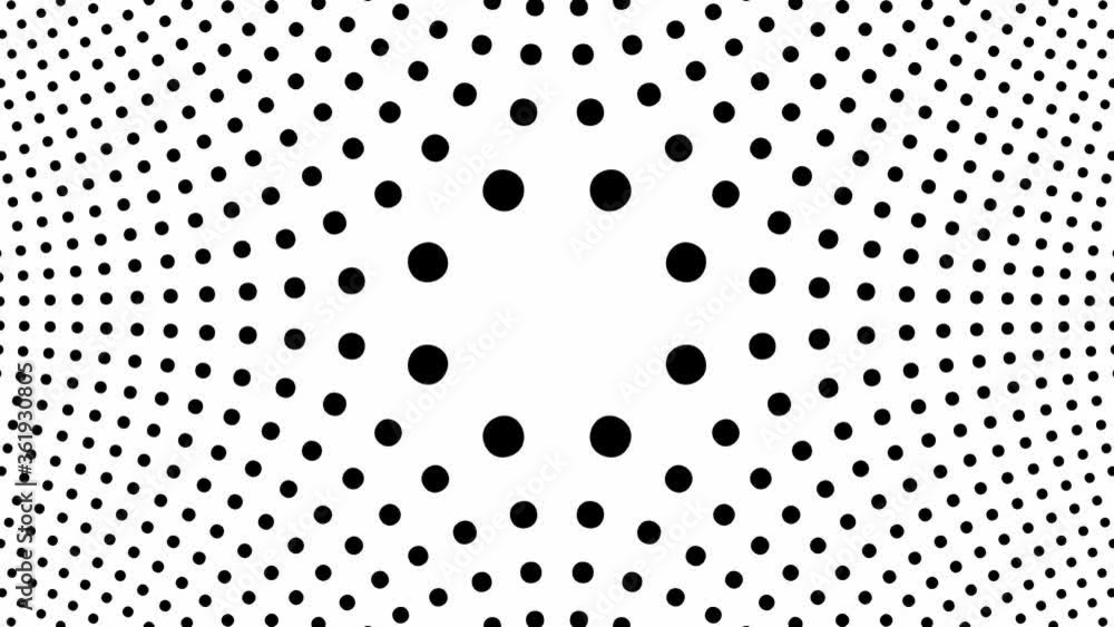 Abstract CGI motion background with moving black dots on white ...