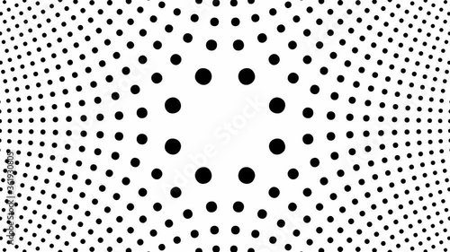 Abstract CGI motion background with moving black dots on white background in perfect seamless loop (3840 x 2160, 30 fps).