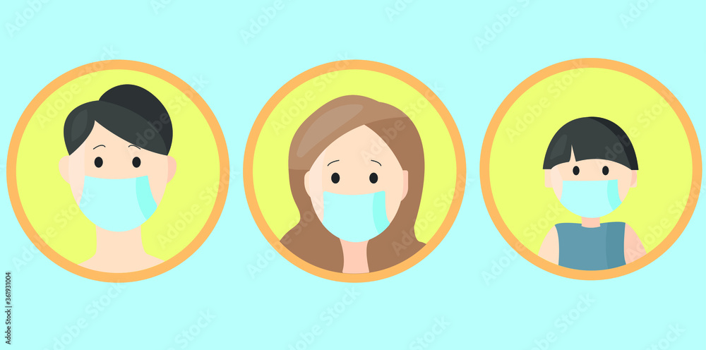 Family Stay at home. Covid -19 From Virus. vector illustration