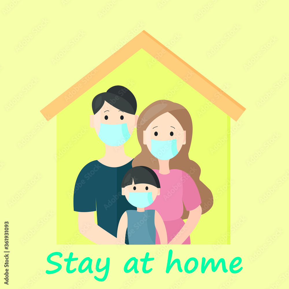Family Stay at home. Covid -19 From Virus. vector illustration Family Stay at home. Covid -19 From Virus. vector illustration