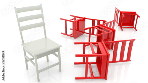 Concept of chairs in white and red