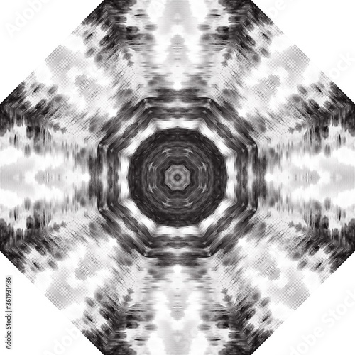 Halftone ornament, monochrome pattern. Drawing vintage style. Grunge texture. Festive vintage drawing. Abstract art background. Modern symmetric pattern. Festive art backdrop. Creative vector element