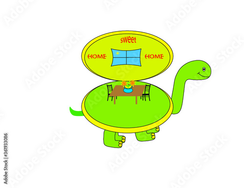 logo illustrazione per bavaglino pigiamino bambini neonati prima infanzia tartaruga casetta finestra