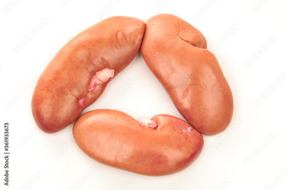 Pig kidney on a white background Pig kidney on a white background