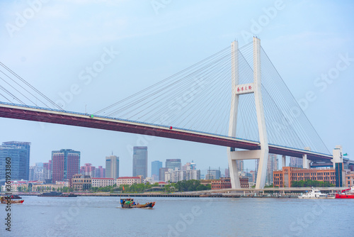 Nanpu Bridge, one of the biggest bridge over Huangpu River, in Shanghai, China.