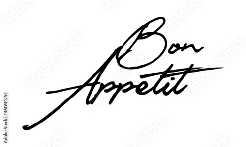 Bon Appetit Handwritten Font Calligraphy Black Color Text 
on White Background