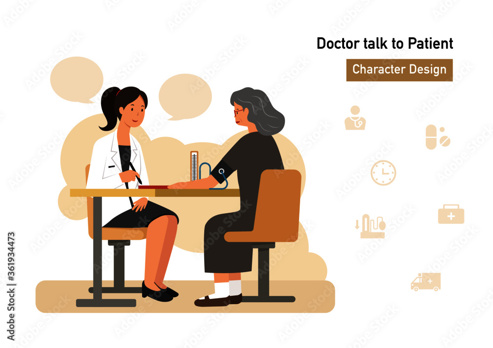 female doctor talk to old woman female doctor talk to old woman
