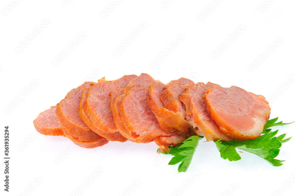 Smoked meat isolated on a white background Smoked meat isolated on a white background