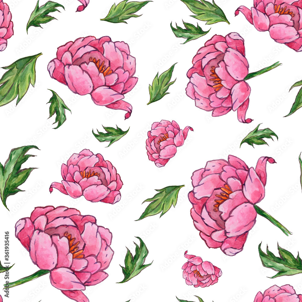 seamless pattern with peony flowers seamless pattern with peony flowers