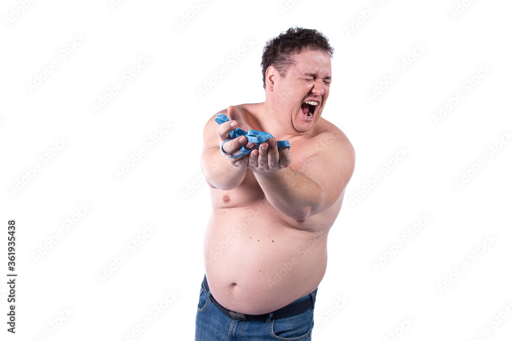Fototapeta premium Diet and healthy lifestyle. Funny fat man.