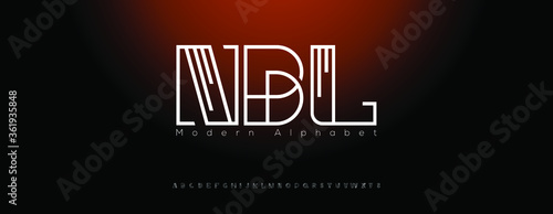 Abstract minimal modern alphabet line font. Minimal slim typography monogram fonts style. Vector illustration and tech font.