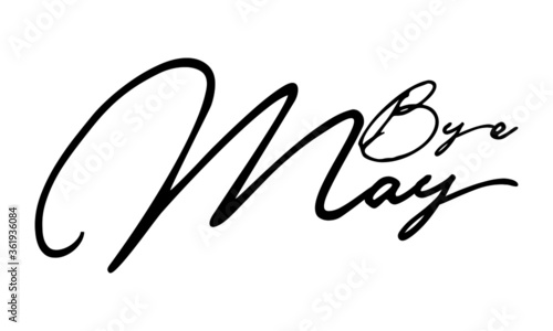Bye May Handwritten Font Calligraphy Black Color Text 
on White Background
