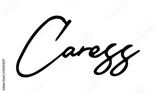 Caress Handwritten Font Calligraphy Black Color Text 
on White Background