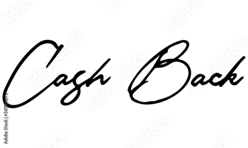 Cash Back Handwritten Font Calligraphy Black Color Text 
on White Background