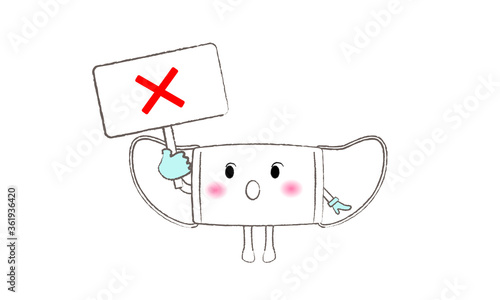 こんなマスクの使い方間違ってるよと伝えるマスクキャラクター