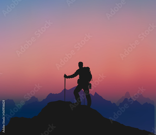 Explorer, Climber, Mountaineering, Mountaintop, Sunset photo