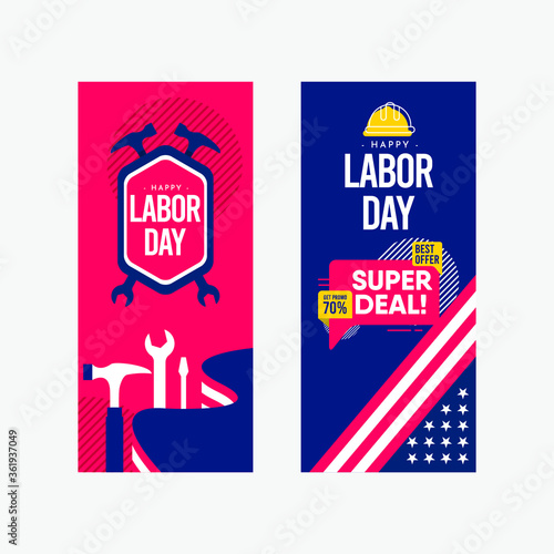 Happy labor day vector template.