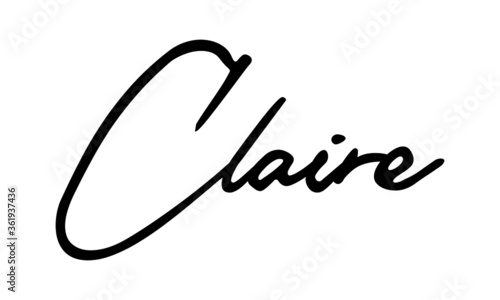 Claire-women name Handwritten Font Calligraphy Black Color Text 
on White Background photo