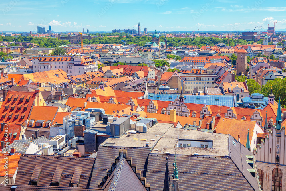 Panoramic view of Central Munich , city in Bavaria Germany 