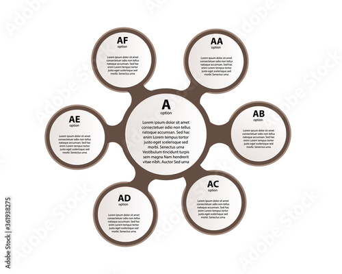Vector circle infographic. Template for diagram, graph, presentation and chart. Business concept with seven options, parts, steps or processes. Abstract background.