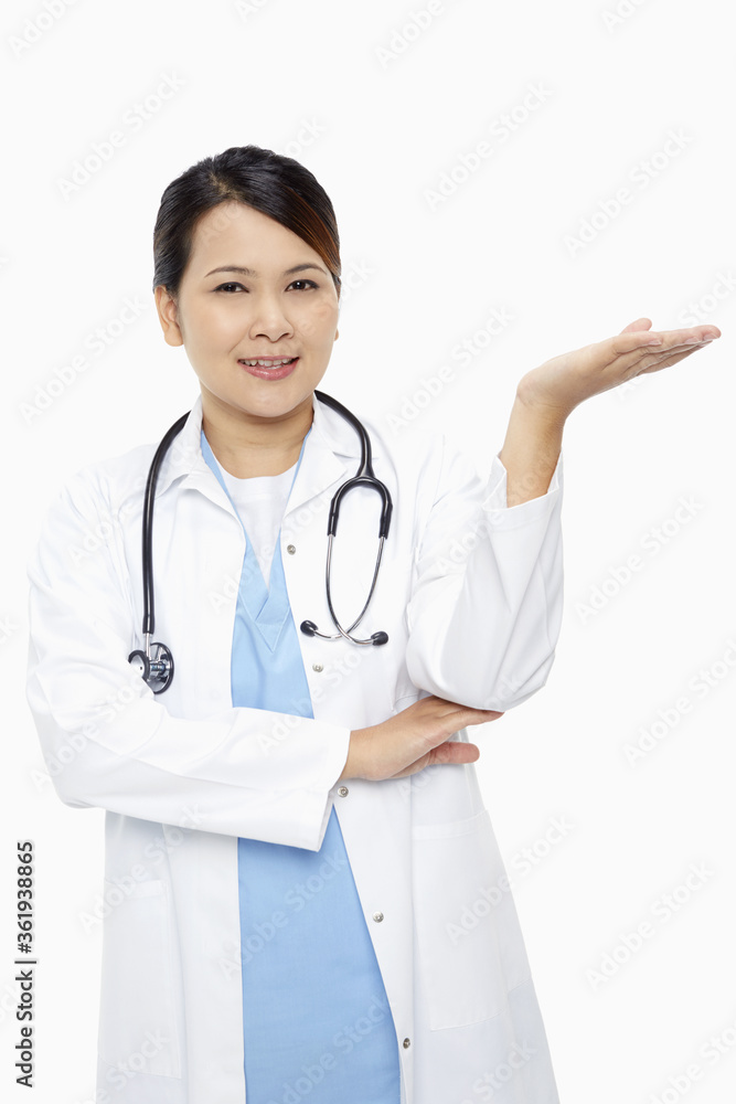 Cheerful medical personnel showing hand gesture Cheerful medical personnel showing hand gesture