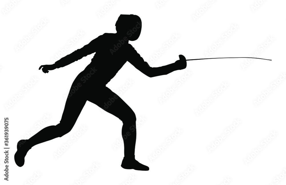 Woman fencing player portrait vector silhouette isolated on white background. Fencing competition event. Sword fighting. Fence battle. Woman fencing player portrait vector silhouette isolated on white background. Fencing competition event. Sword fighting. Fence battle.