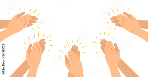 Hands clap in flat style, Applause Congratulations claps. Poster, banner.