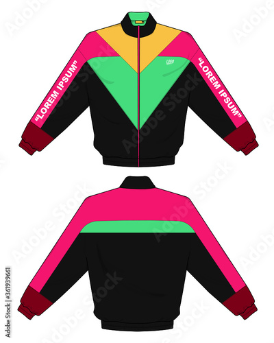 retro vintage windbreaker hoodie jacket template