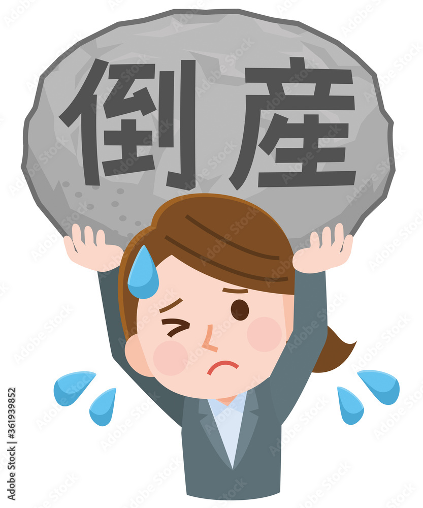 倒産の重圧 苦しい会社員女性 イラスト Fototapety