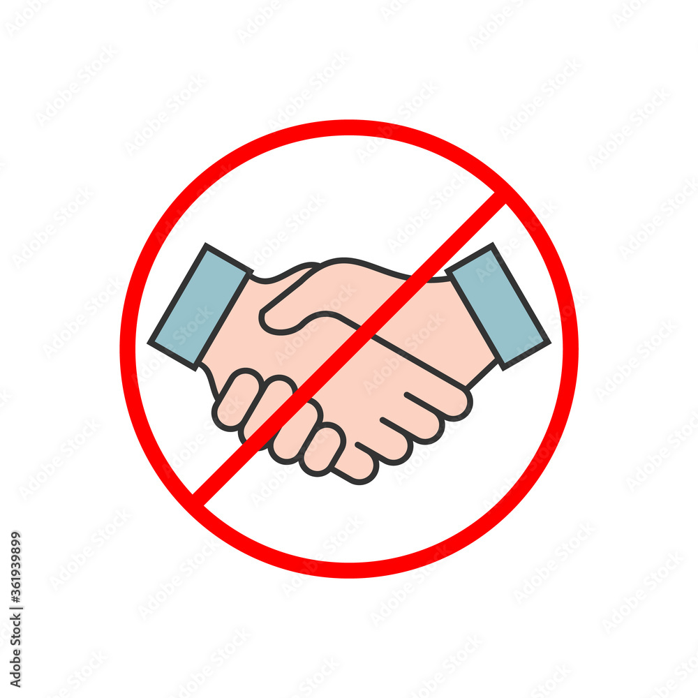 No handshake color icon. New normal at workplace. No deal or corrupted  business. Avoid touching hands and physical contact. Coronavirus, Covid-19  prevention measures. Vector illustration,flat,clip art Stock Vector | Adobe  Stock